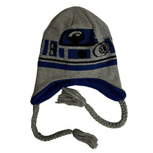 🌵 Star Wars Unisex Y2K R2D2 Blue Silver Laplander Beanie - One Size (14 and Up)
